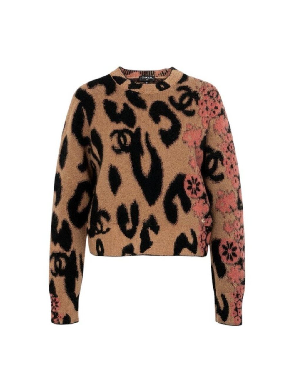 Chanel CC Logo Knit Sweater Cashmere Mohair Brown 36